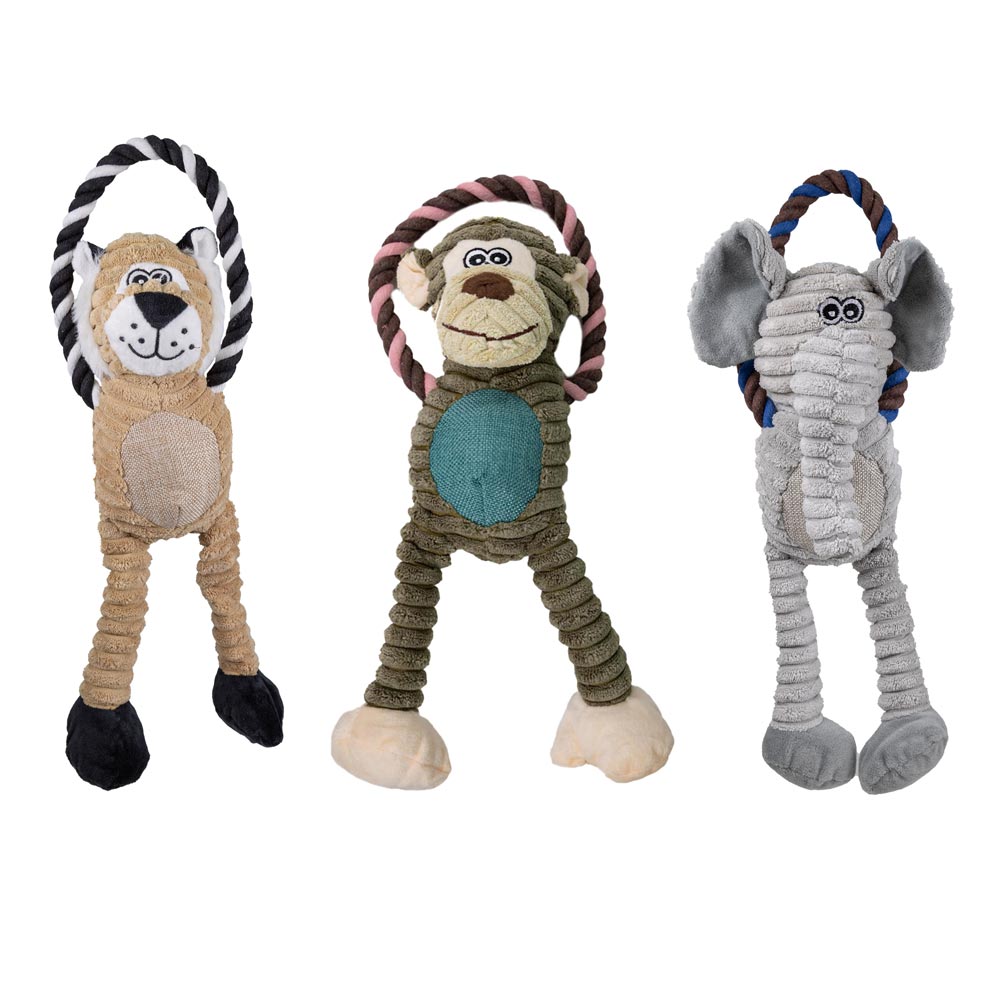 Boogie Koiran pehmolelu Eläinveijari köysirenkaalla, 38 cm 