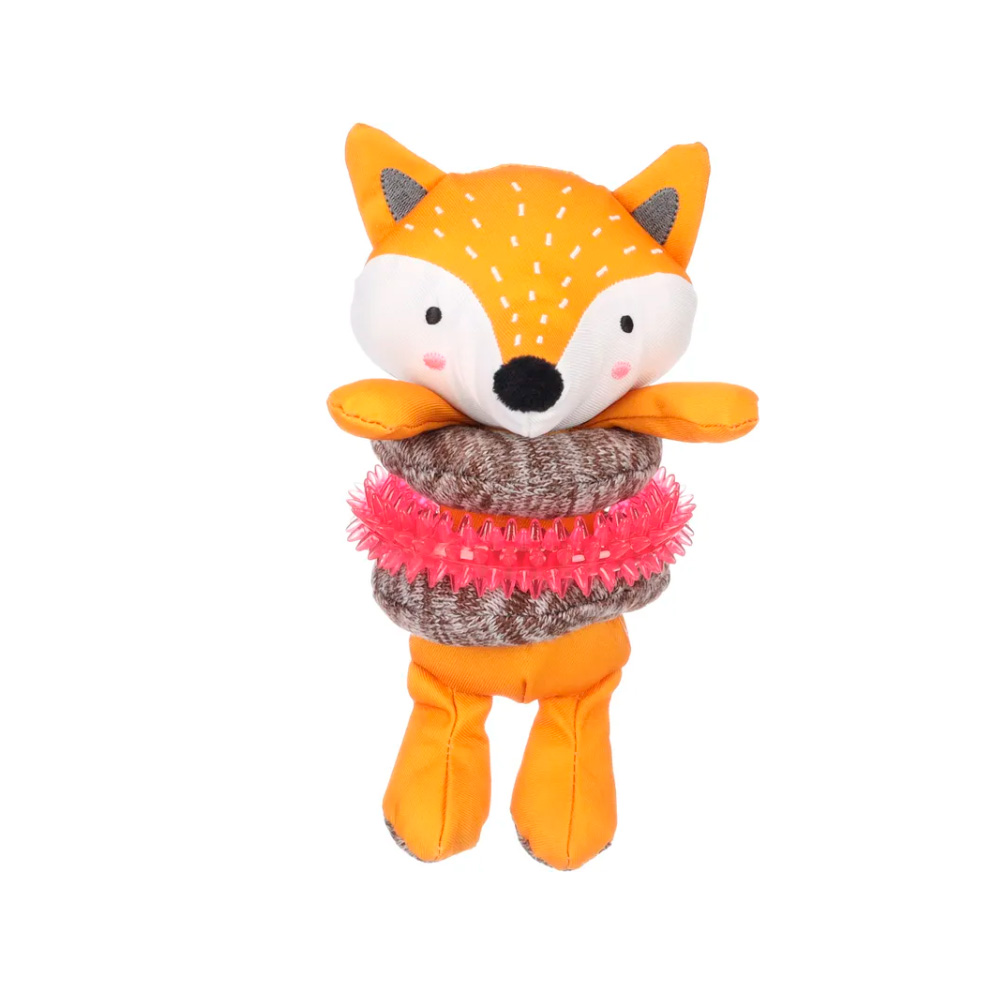 Flamingo, Lelu koiranpennulle, Britty Fox kumirenkaalla, 25 cm