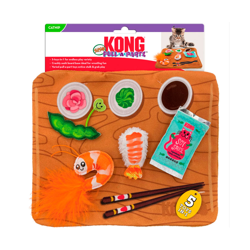 Kong Kissanlelu, Pull-A-Partz Sushi, pelimatto kissoille, 22 x 27 cm