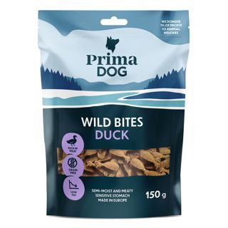 PrimaDog Wild Bites Ankka  ja auringonhattu, pehmeä 150 g