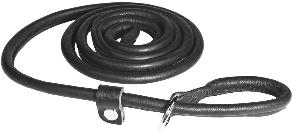 Pet First Clas Nahkainen noutajatalutin pyöreä, musta, 1,5 x 180 cm