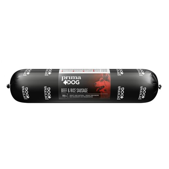 PrimaDog Beef & Rice  Nauta-riisi -makkara, 800 g