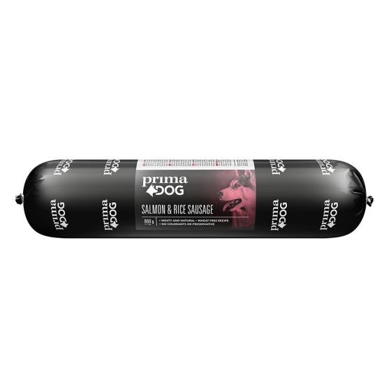 PrimaDog Salmon & Rice  Lohi-riisi -makkara, 800 g 