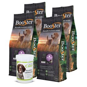 4 x 15 kg Booster Power + CanineCare Palautusjuomajauhe, 300 g