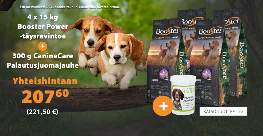 Booster-ravintoa aktiivisille koirille!