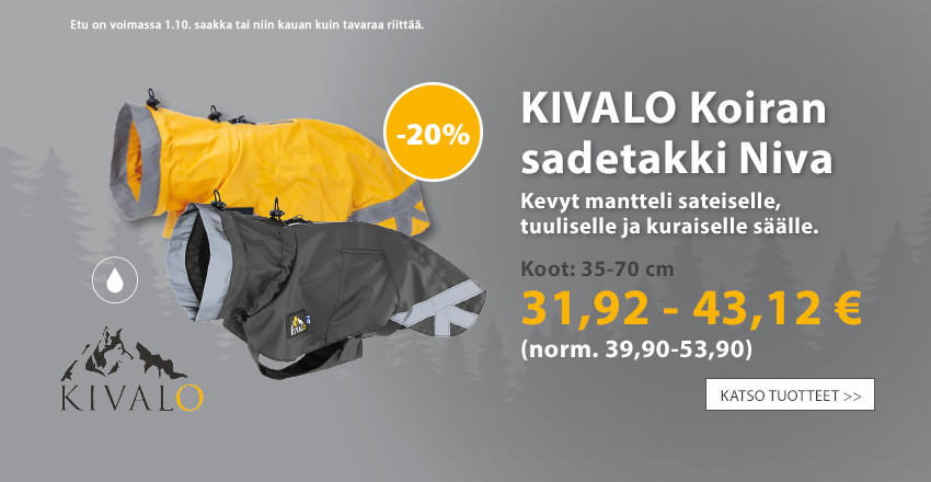 Kivalo Koiran sadetakki Niva -20 %