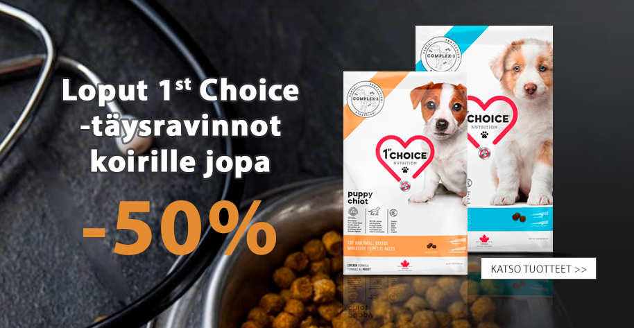 Loput 1st Choice -täysravinnot koirille jopa -50 %