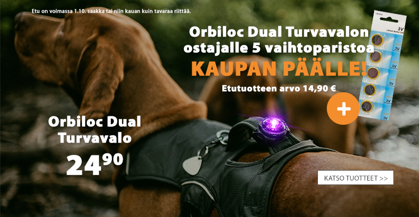 Vaihtoparistot kaupan päälle Orbiloc Dual Turvavaloon!