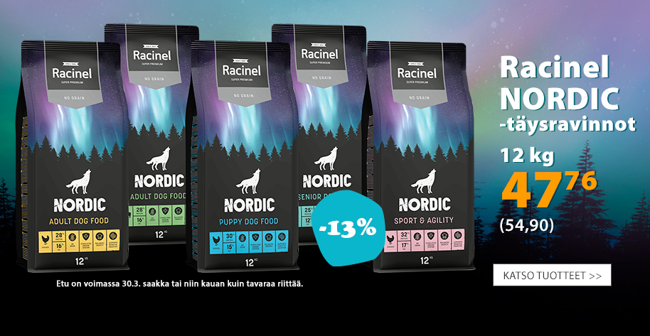Racinel Nordic -koiranruoat edullisesti -13%