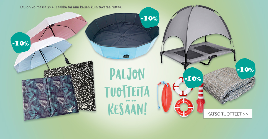 Paljon tuotteita koiran kesään tarjoushintaan!