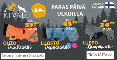 Kivalo Ohto tuulitakki, Luosto toppatakki ja Luppo lämpöpaita alennus 20 prosenttia