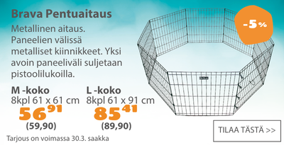 Brava pentuaitaus alennus 5 prosenttia