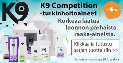 K9 turkinhoitotuotteet alennus 5 prosenttia