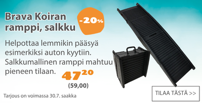 Brava koiran ramppi salkku alennus 20 prosenttia