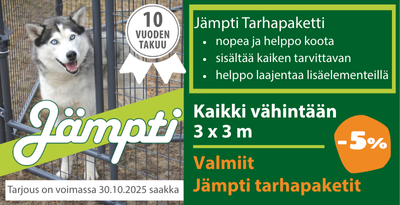Jämpti valmiit tarhapaketit alennus 5 prosenttia.